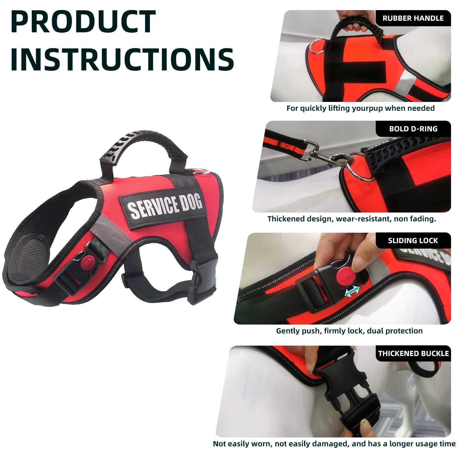 Pull free service dog vest with adjustable handle outdoor pet dog harness suitable for small medium and large dogs X241125