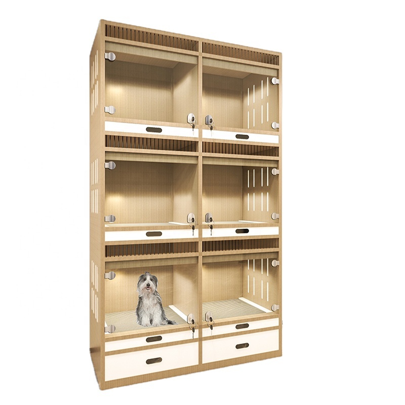 Dog Crate Pet Houses & home Luxury Custom Size and Color Stackable Commercial Large Solid wood Indoor Breeding Puppy Dog Crate