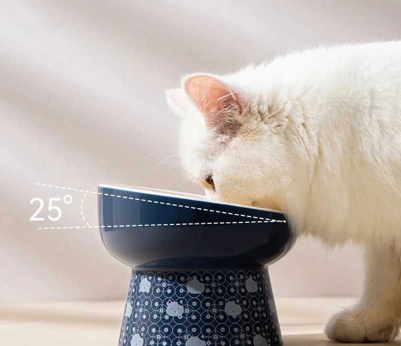Japanese Style Cat Bowl Ceramic Double Bowl Anti Knock Food Bowl Dog Bowl Cat Drinking Bowl Automatic Drinking Pet SuppliesXJ241125