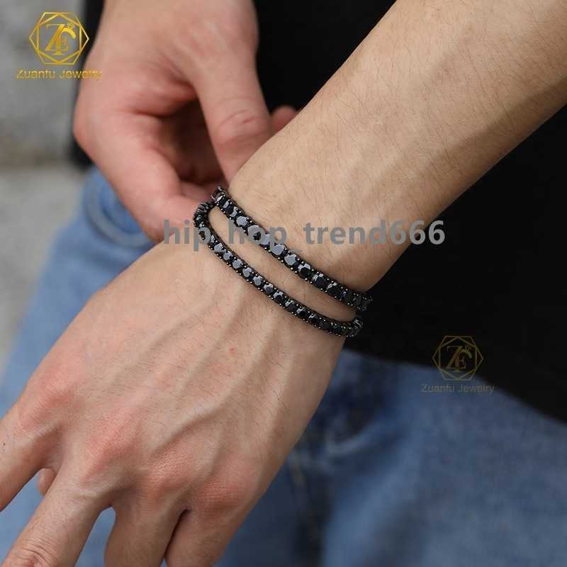 Newest Custom Sterling Sier Bracelet Party Ocn Moissanite 2mm 3mm 4mm 5mm 6.5mm VVS Black Tennis Chain