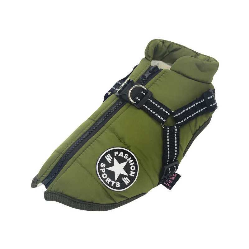 Large Pet Dog Jacket With Harness Winter Warm Dog Clothes For Labrador Waterproof Big Dog Coat Chihuahua French Bulldog OutfitsXJ250109