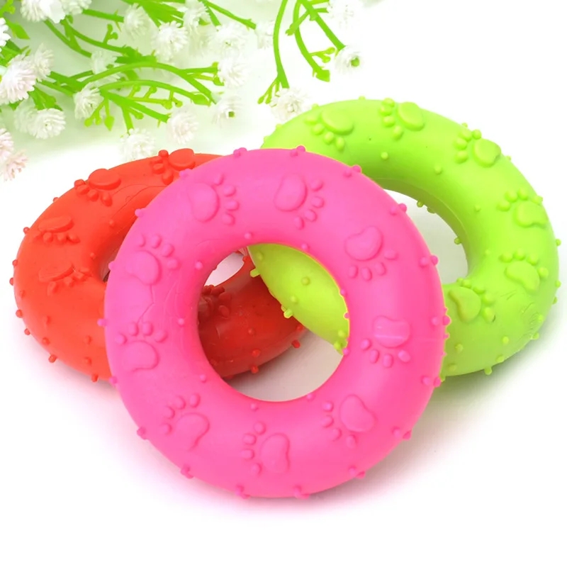 High Quality TPR Footprints Donuts Grinding Teeth Anti-Bite Pet Training Interactive Dog Toys