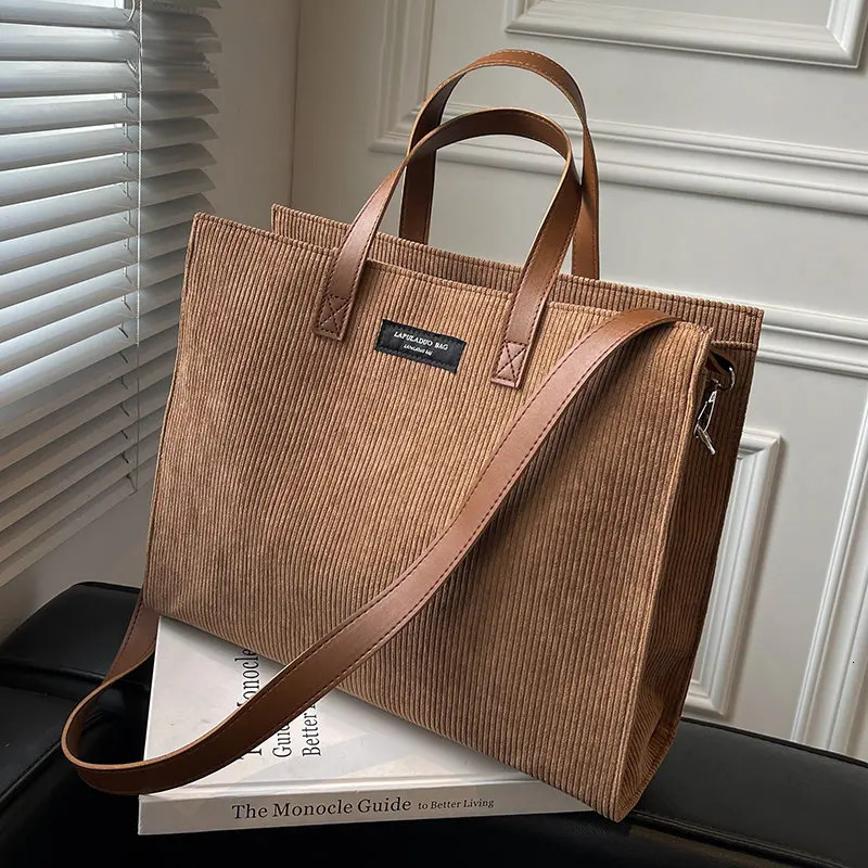 Handbags Office Shoulder Crossbody Bag For Women Vintage Shopper Shopping Bags Ladies Totes Winter Corduroy