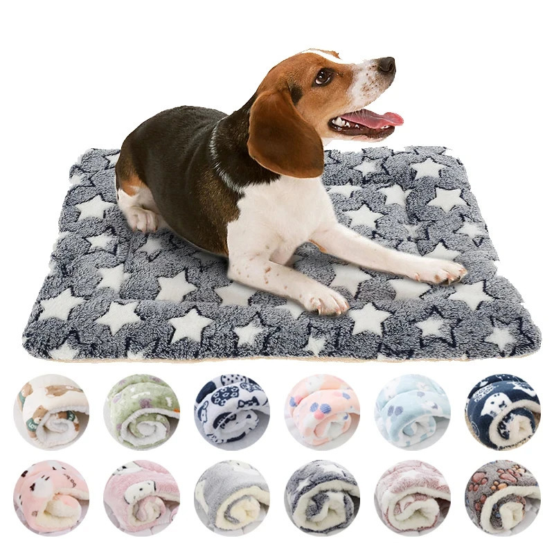Flannel Pet Sleeping Mat Dog Bed Cat Litter Puppy Bed Dog Sofa Lovely Mattress Cushion for Small Large Dog Blanket Pet Supplies 241125