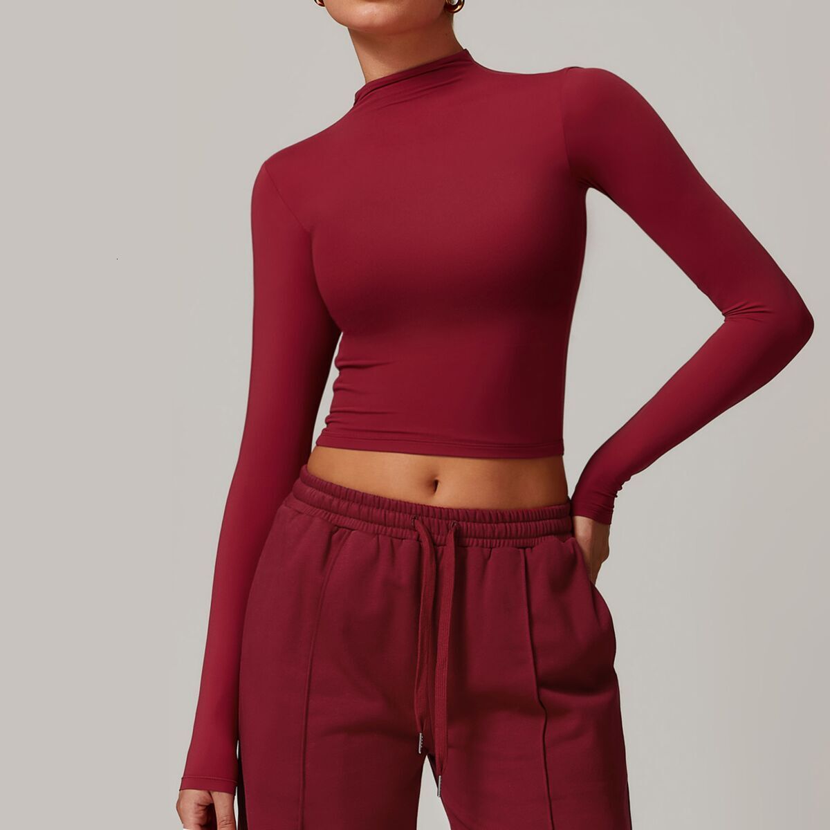 Speed Dry Fitness Top With High Collar, Tight Fit, Versatile Long Sleeve Yoga Clothes