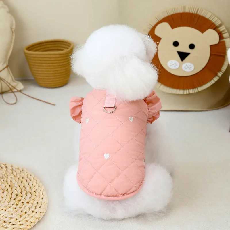Pet Dog Love Flying Sleeve Thick Parkas Pet Puppy Jacket Small Dog Winter Warm Flying Sleeve Coat Tank Top Puppy ClothingXJ241125
