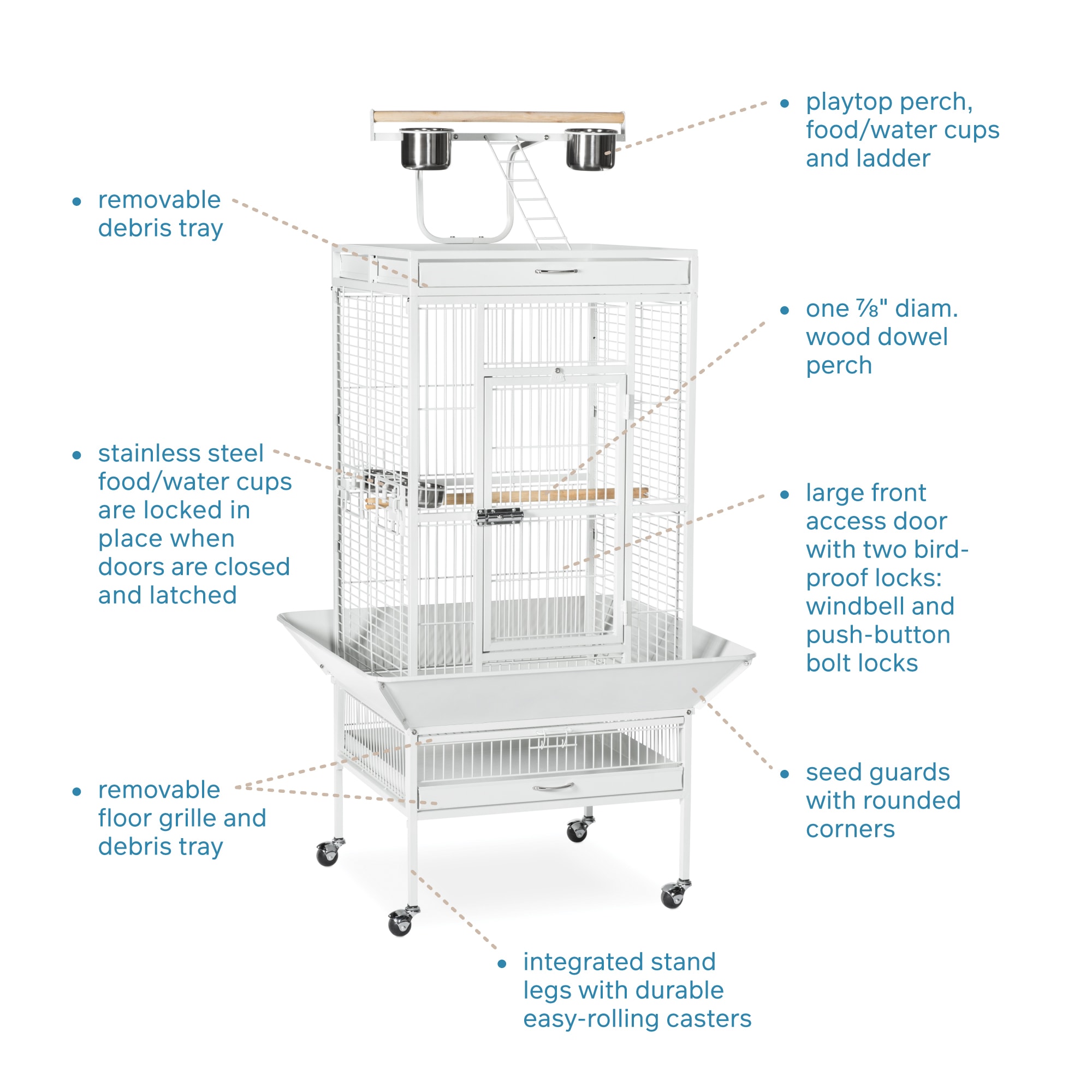 Prevue Pet Products Signature Select Series Wrought Iron Bird Cage in Chalk White