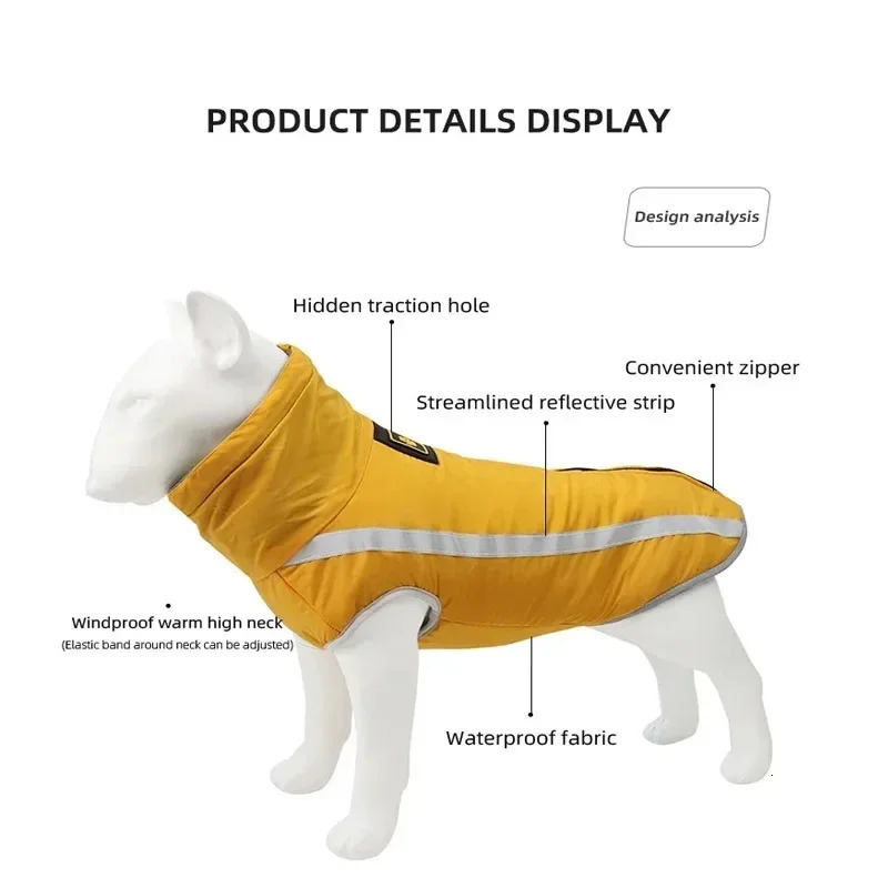 Padded Winter Warm Dog Clothes Waterproof Pet Vest Zipper Jacket for Small Medium Large Dogs Reflective Thick Dog Warm Clothing 241125