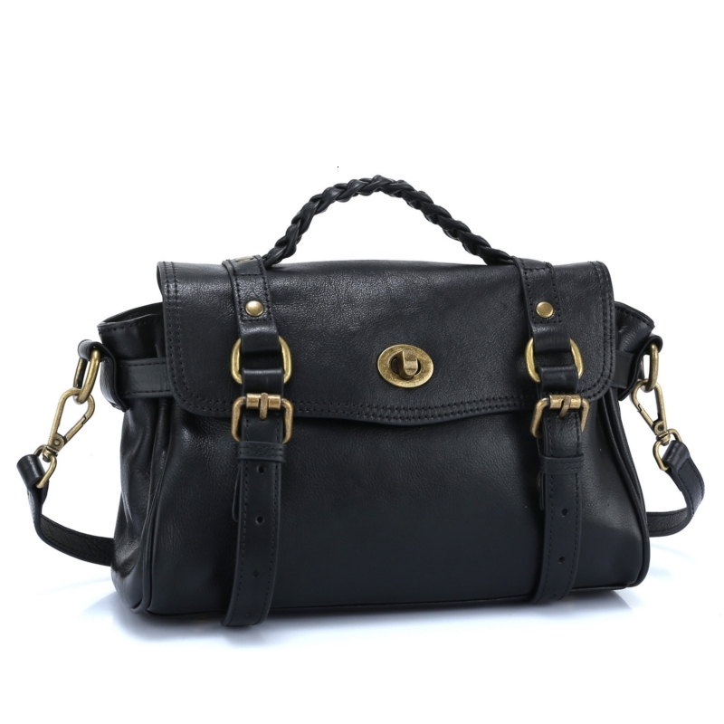 England Style Classic Handbags Women's Messenger Bags Retro Natural Cowhide Leather Satchel Female Shoulder Crossbody Bag Purses Genuine Leather