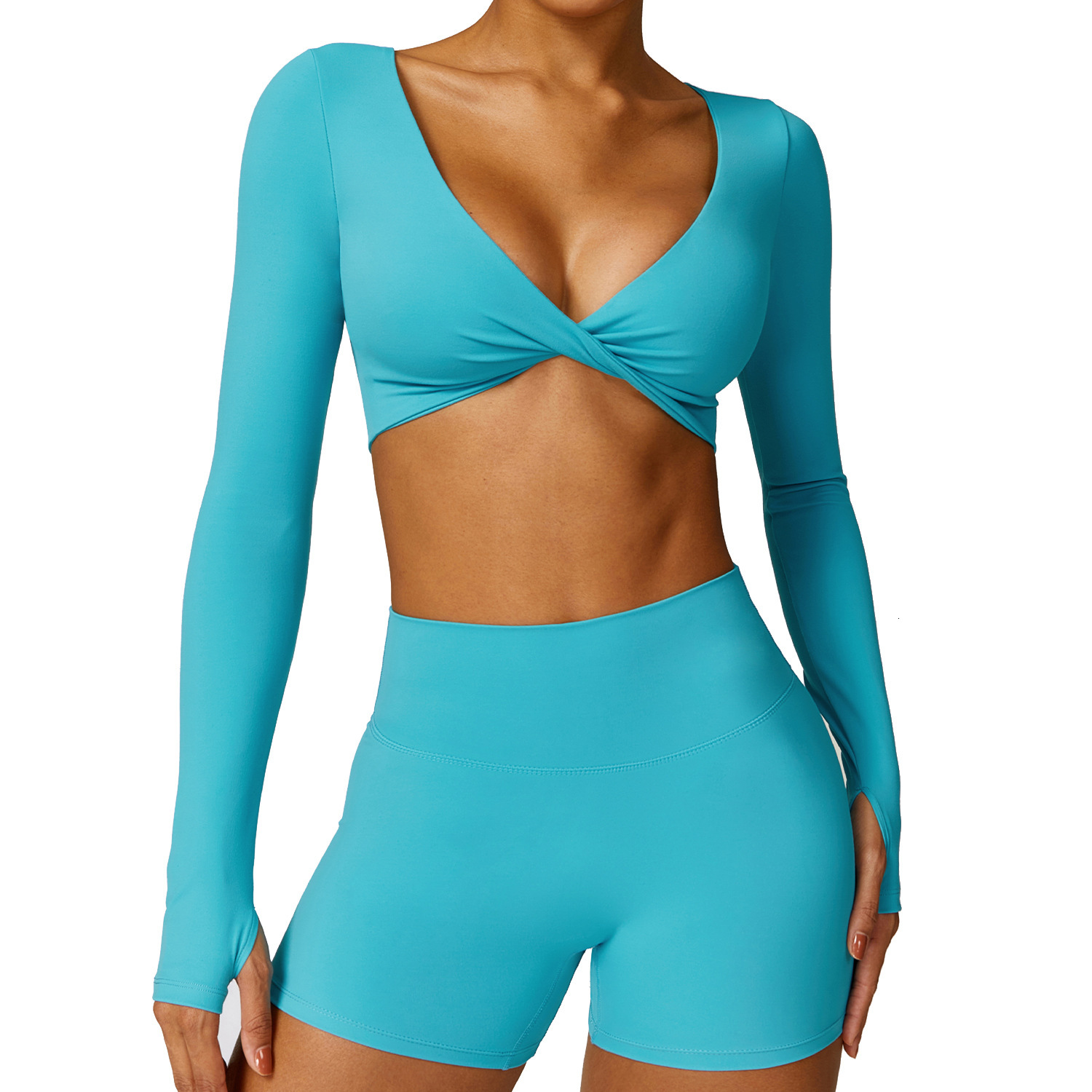 Spring Brushed Yoga Drying Tight Fitness Clothes Leisure Running Sports Long Sleeved Top