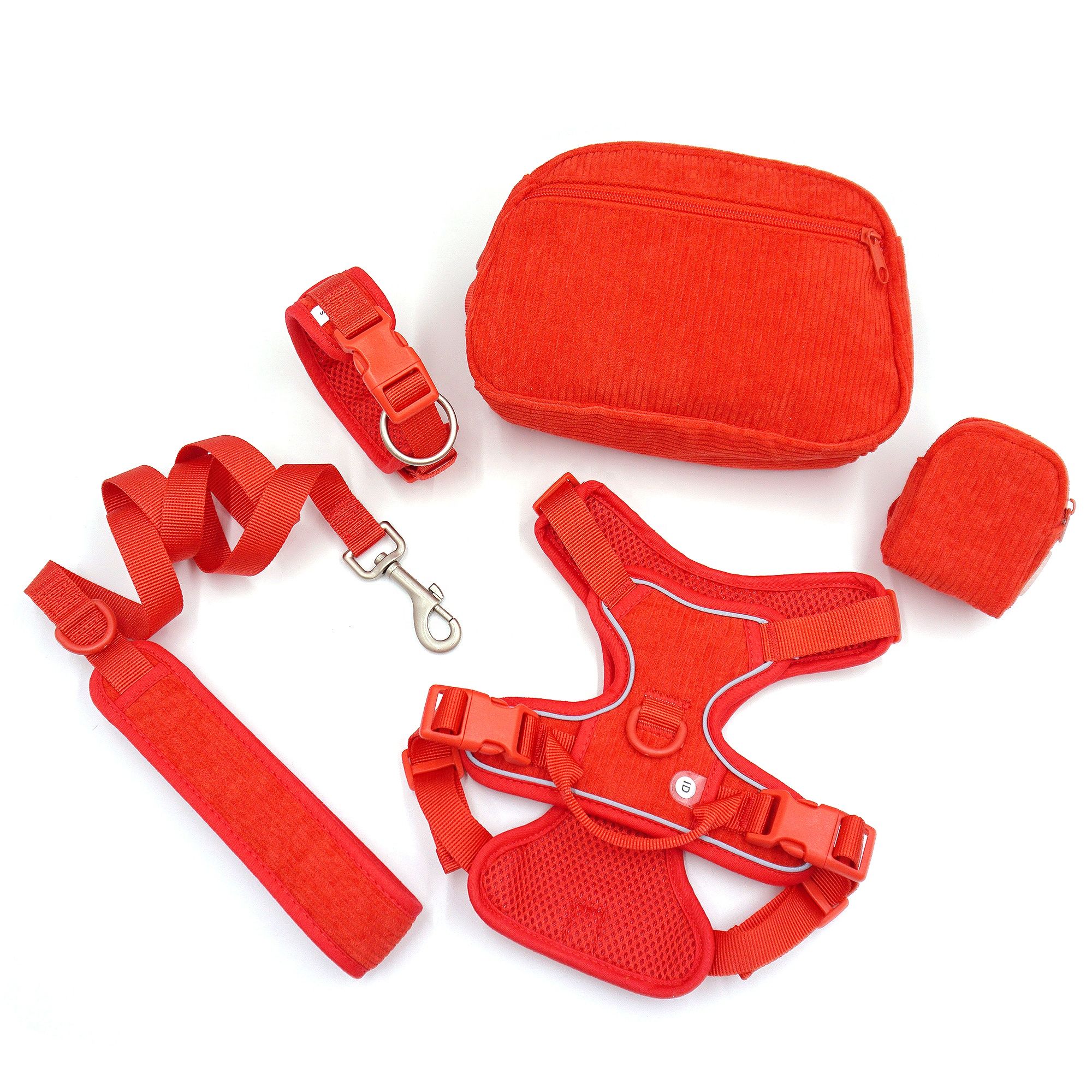 New summer products 2024 straps nylon pet dog harness with reflective logo luxury dog poop bag holder soft nylon dog collar
