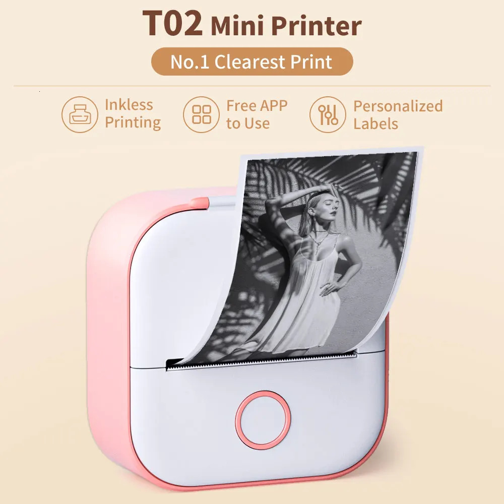 Phomemo portable mini thermal printer T02 pocket label printer DIY self-adhesive paper label machine various types of paper 241125