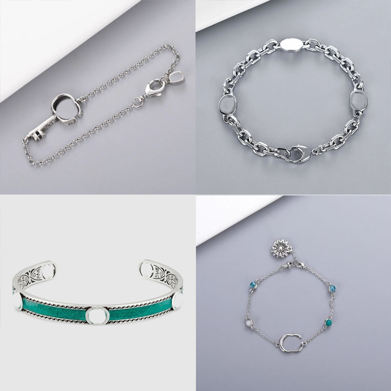 Simple mens 925 sterling silver bracelet bangles plated gold bracelet top quality classic designer jewelry letter retro luxury silver charms bracelet for women