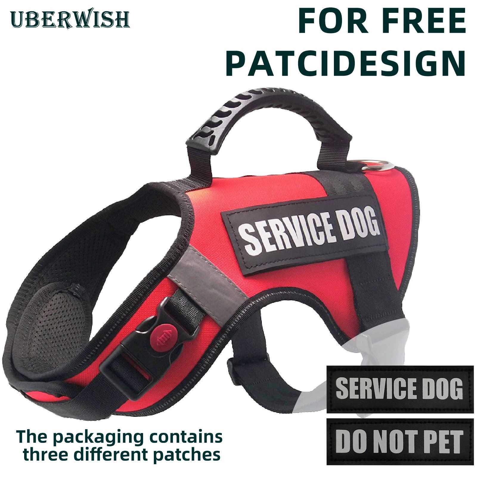 Pull free service dog vest with adjustable handle outdoor pet dog harness suitable for small medium and large dogs X241125
