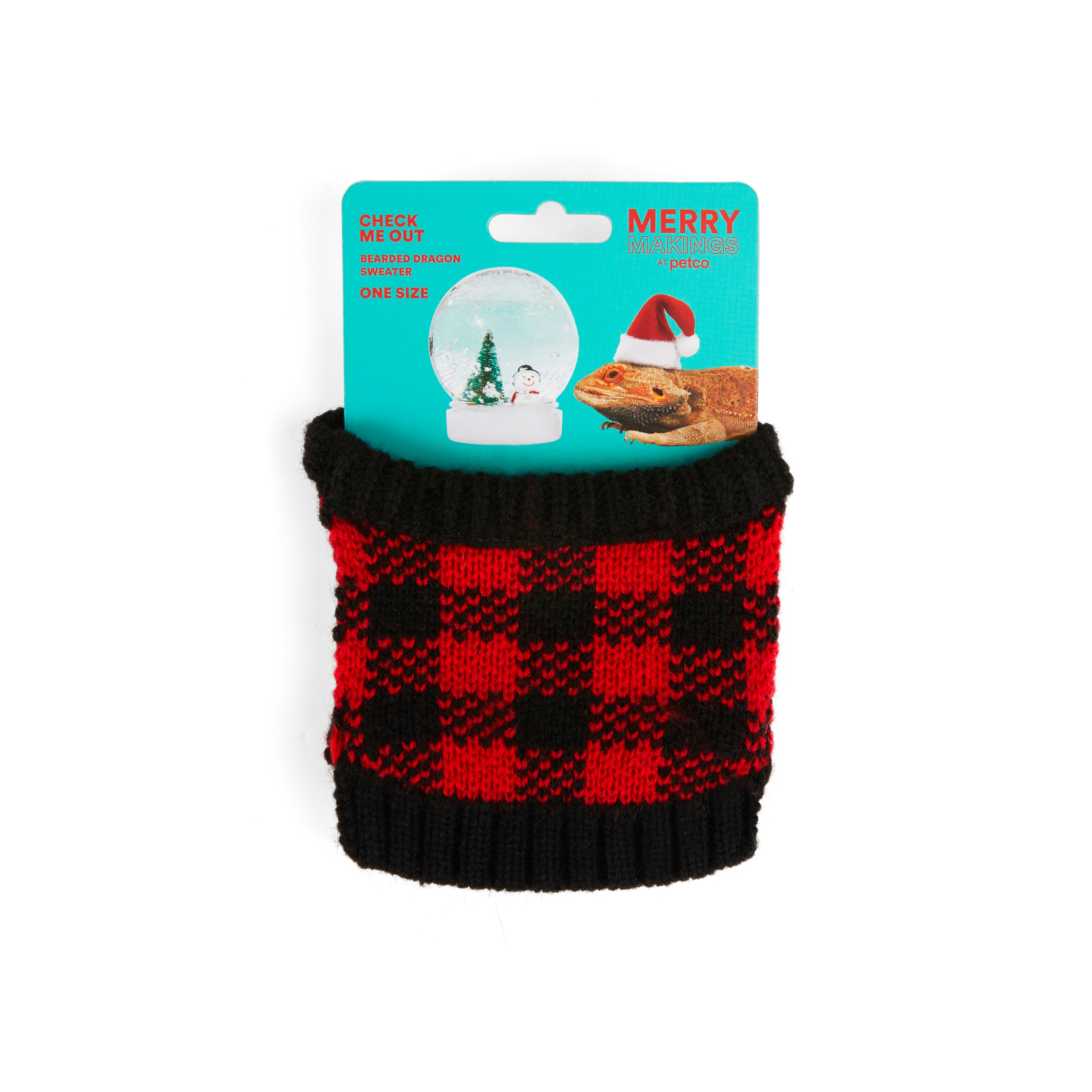 Merry Makings Buffalo Check Sweater for Reptiles, Red