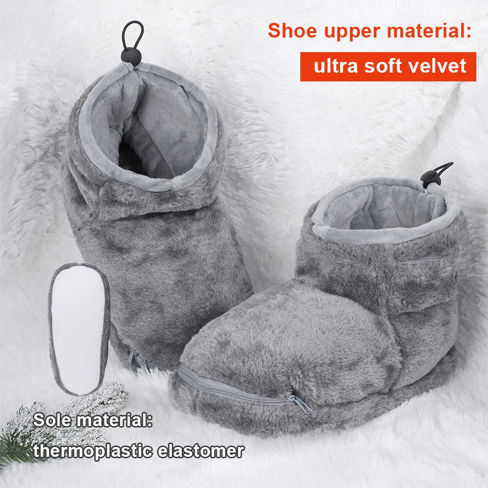 USB Heater Foot Shoes Winter Warm Snow Boots Comfortable Electric Heated Shoes Winter Warming Slipper for Women Men 241125