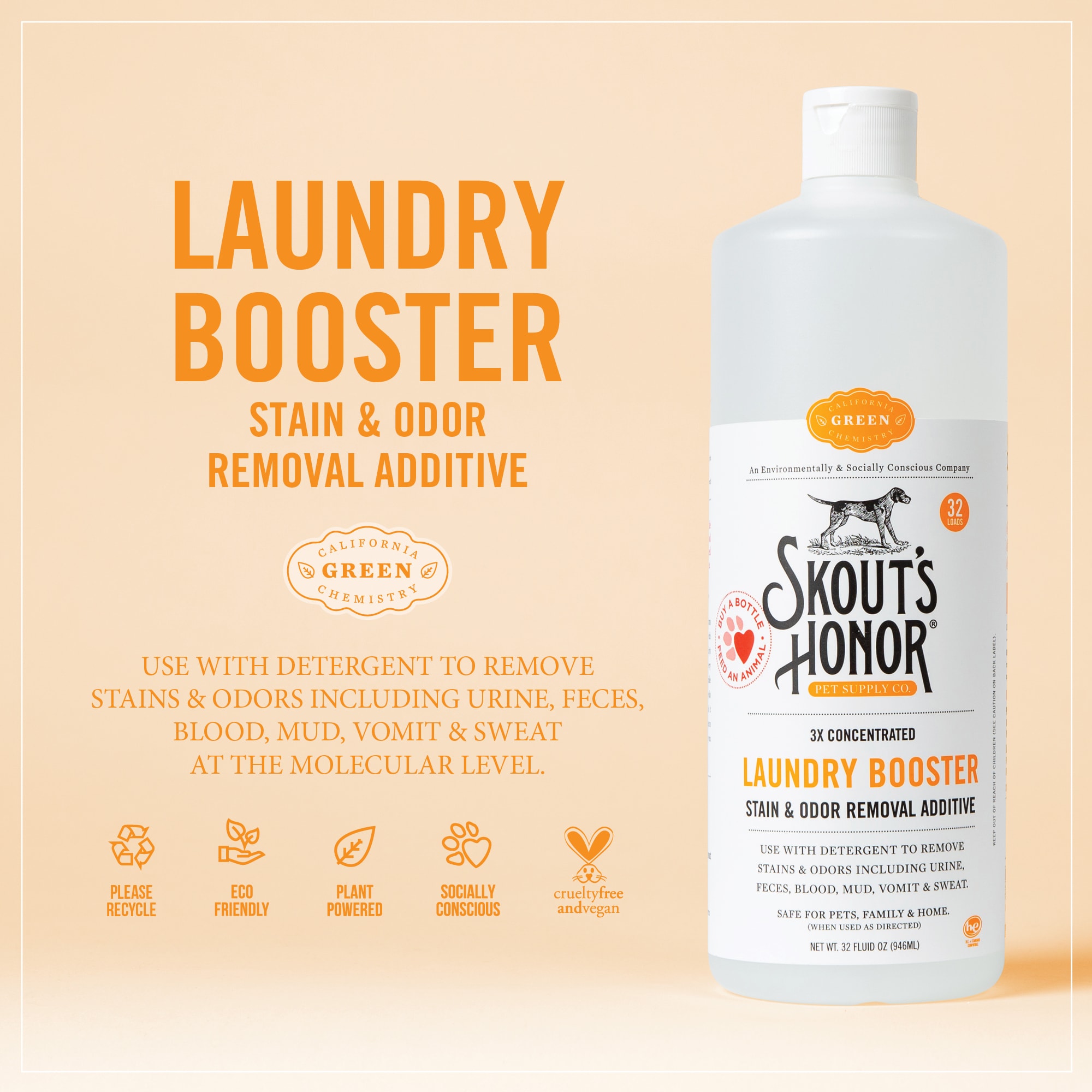 Skout's Honor Laundry Booster Stain & Odor Removal Additive for Dogs, 32 fl. oz.