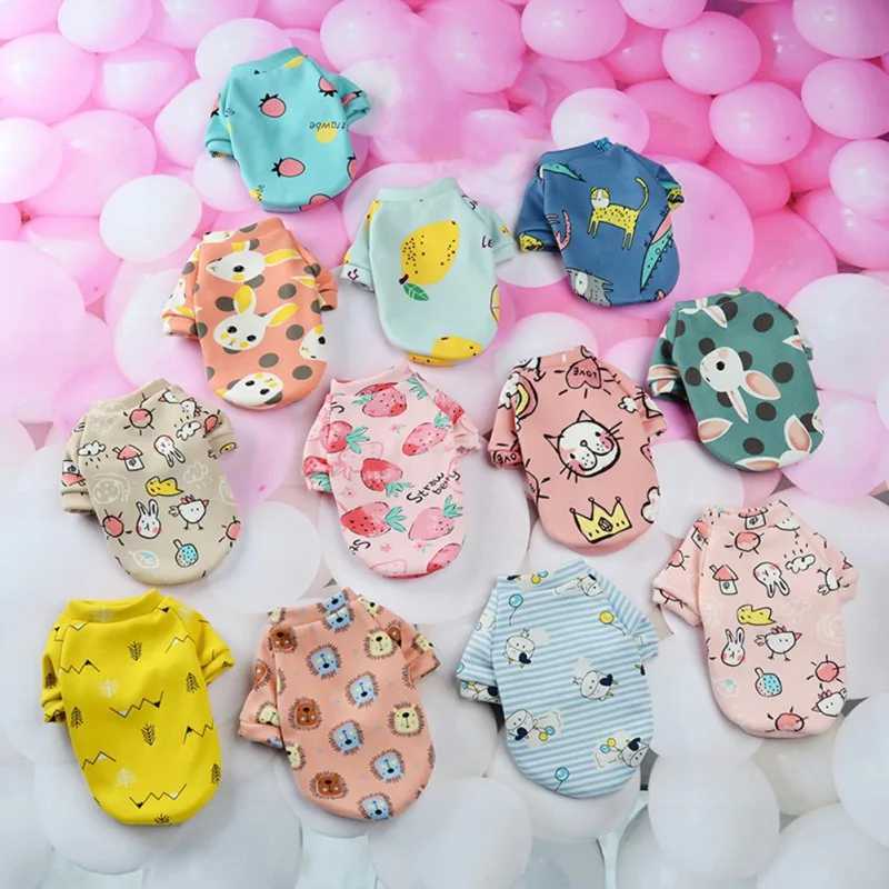 Cartoon Print Cute Pet Clothes for Small Dogs Cats Warm Vest Leisure Shirt Puppy Kitten Accessory ClothesXJ241125