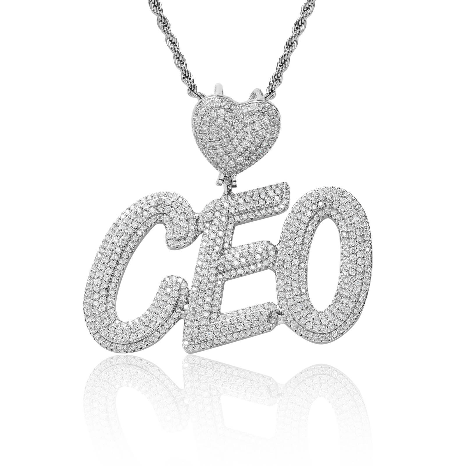 Custom A-Z Name Letters Pendant Necklace Lover Heart Clasp 5A Zircon Mens Gift