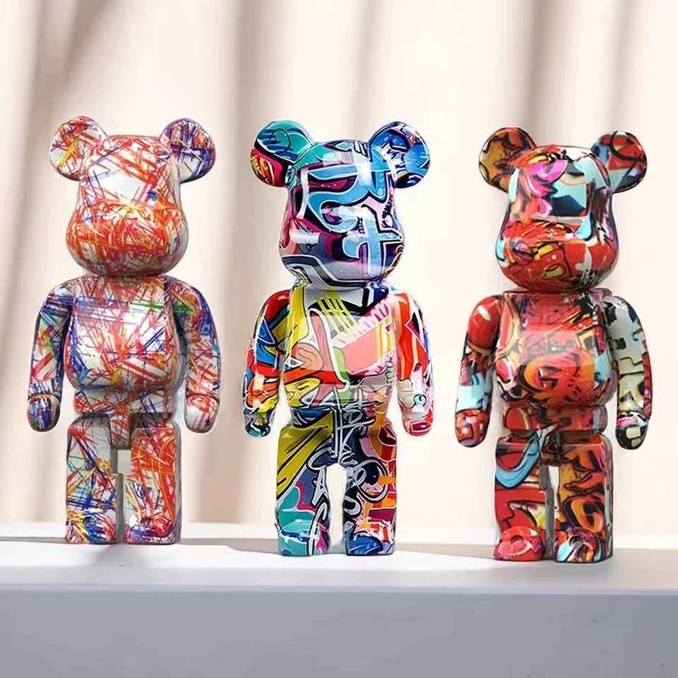 Decorative Objects Figurines 2024 New Graffiti Bear 27cm Home Decoration Animal Statue Storage Money Can Modern Room Sculpture Table Decoration T24112