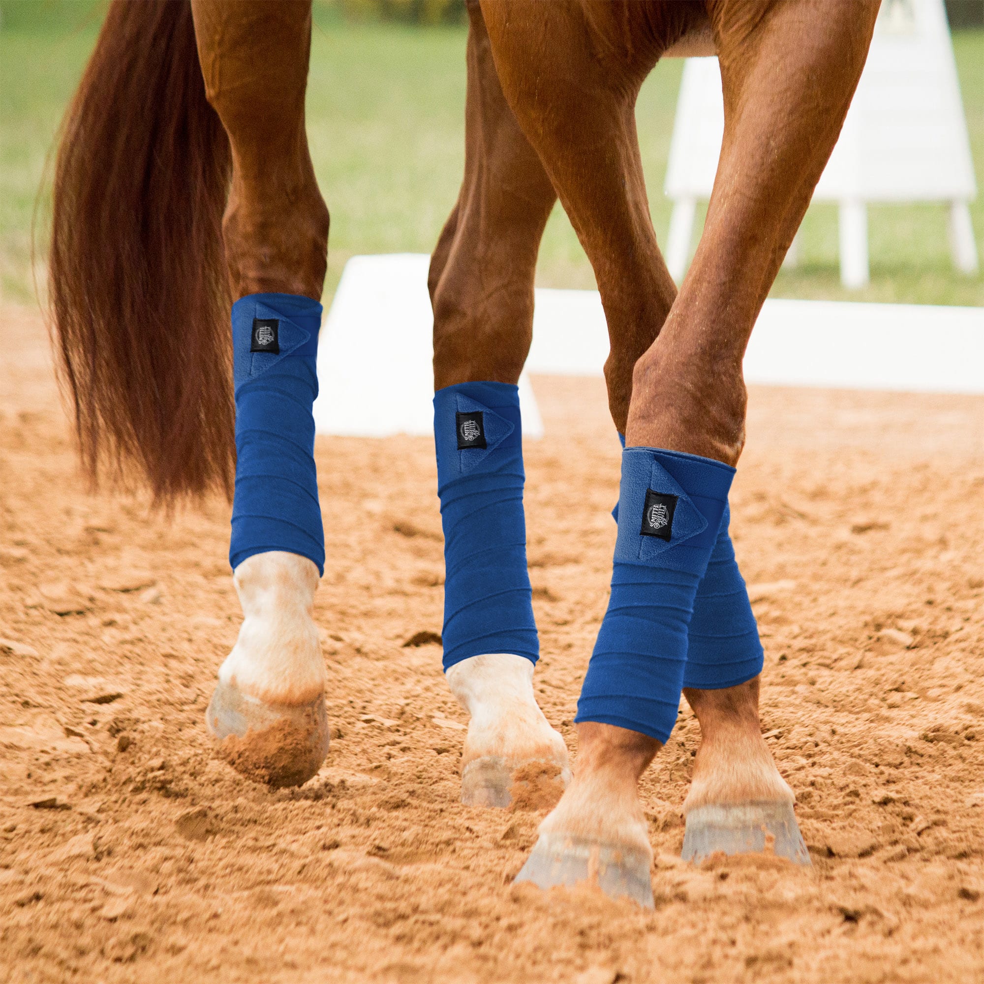 SmithBuilt Blue Fleece Polo Wraps Bandages for Horses, Set of 4