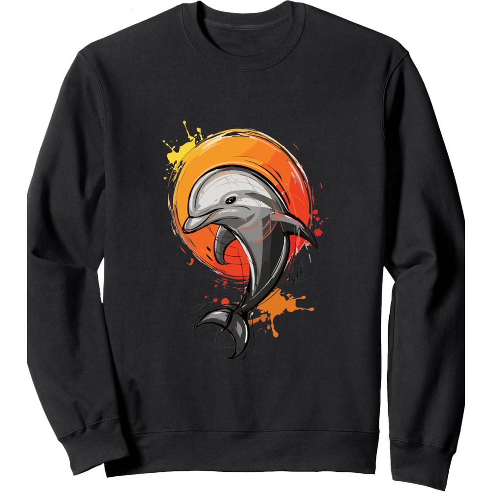 Long Sleeve Shirts for Men sweatshirt Sea Dolphins Life Celebrate Oceanic Joy Sweatshirt Streetwear Casual tops clothes cute