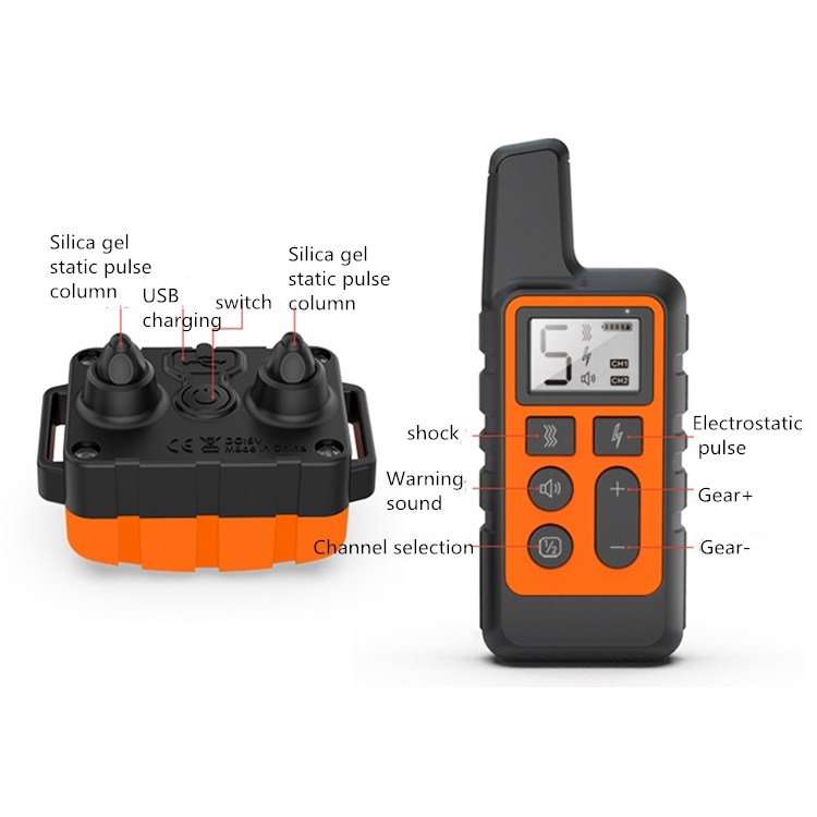 High Click 500m Dog Training Bark Stopper Remote Control Electric Shock Waterproof Electronic Collar dog bark deterrent devices