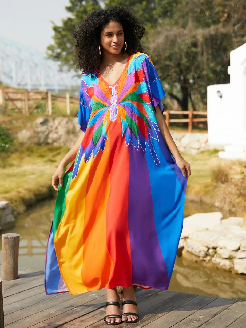 Beach Coverup Cotton Positioning Printed Vacation Robe Cross Border Europe America Summer Style