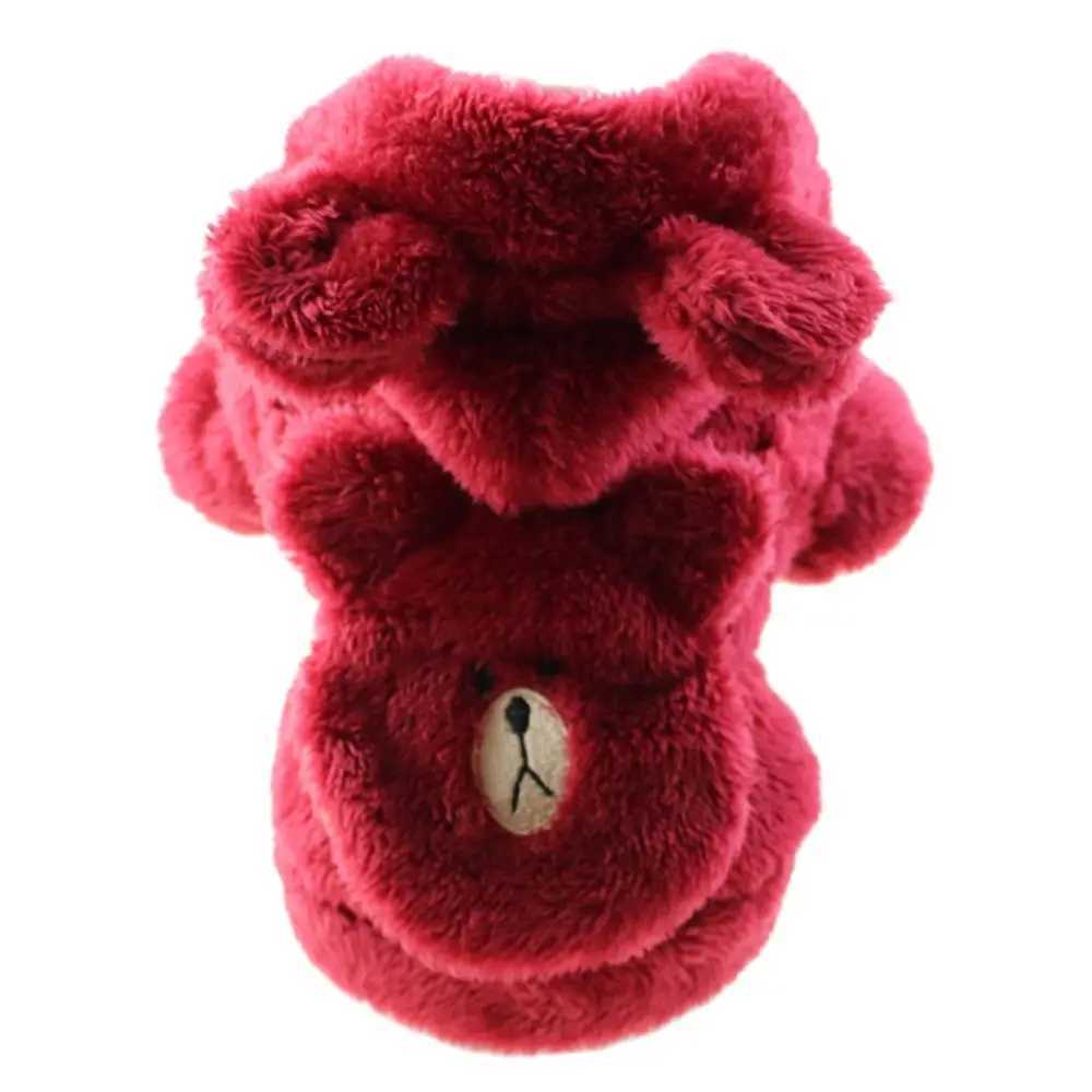 Pet Dog Faux Fur Warm Hoodie Coat 2 Legs Bear Design Winter Clothes Pet Puppy Jacket Apparel 5 colorXJ241125
