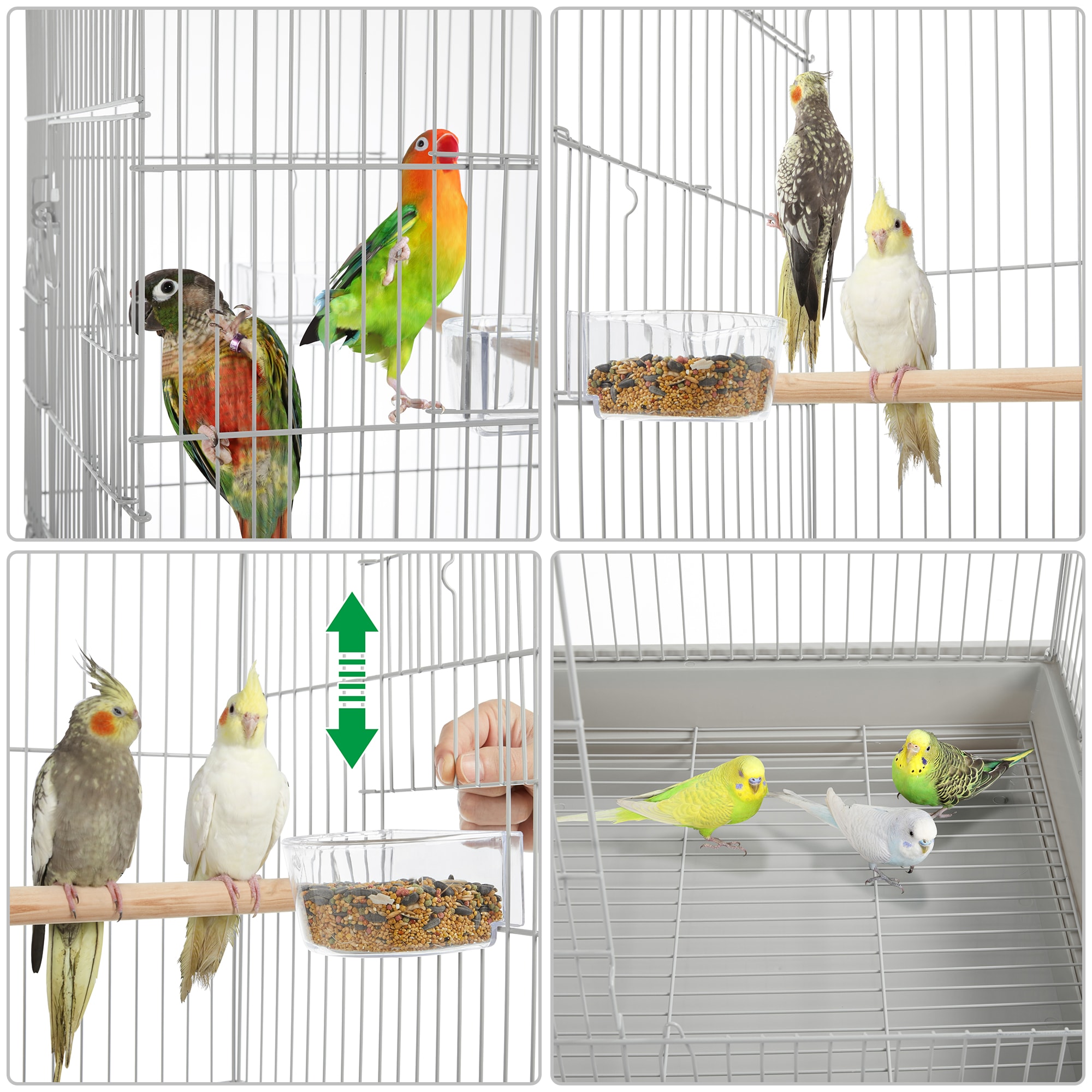 Topeakmart Light Gray Metal Bird Cage with Detachable Rolling Stand for Small Birds, 47" H