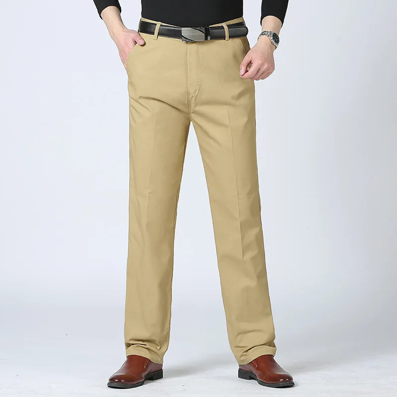 Men Classic Style Lightweight Soft Business Casual Straight Pencils Pants Solid Color Fashion Street Wear Jeans 240415