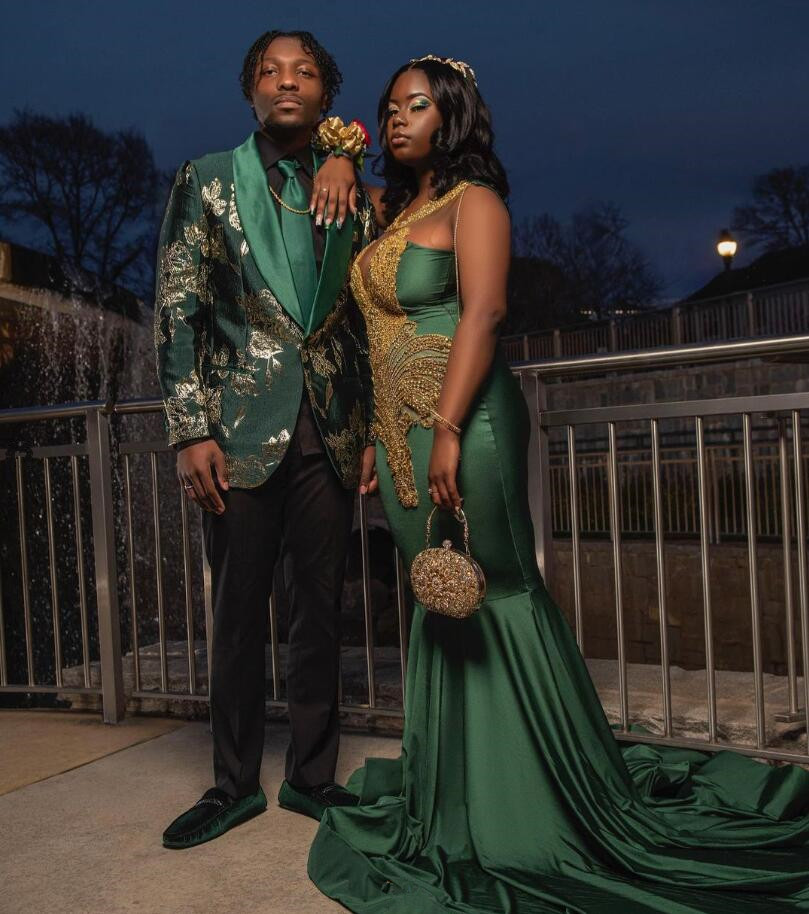 Hunter Green Long Mermaid Prom Birthday Gala Dresses for Black Girl Sparkly Diamond Crystal Evening Party Dress Plus Size
