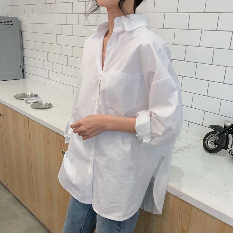 Women White Shirt Cotton 2024 Spring Autumn Vintage Ladies Tops Long Sleeve Casual Turndown Collar Womens Loose Blouses 11456 241121