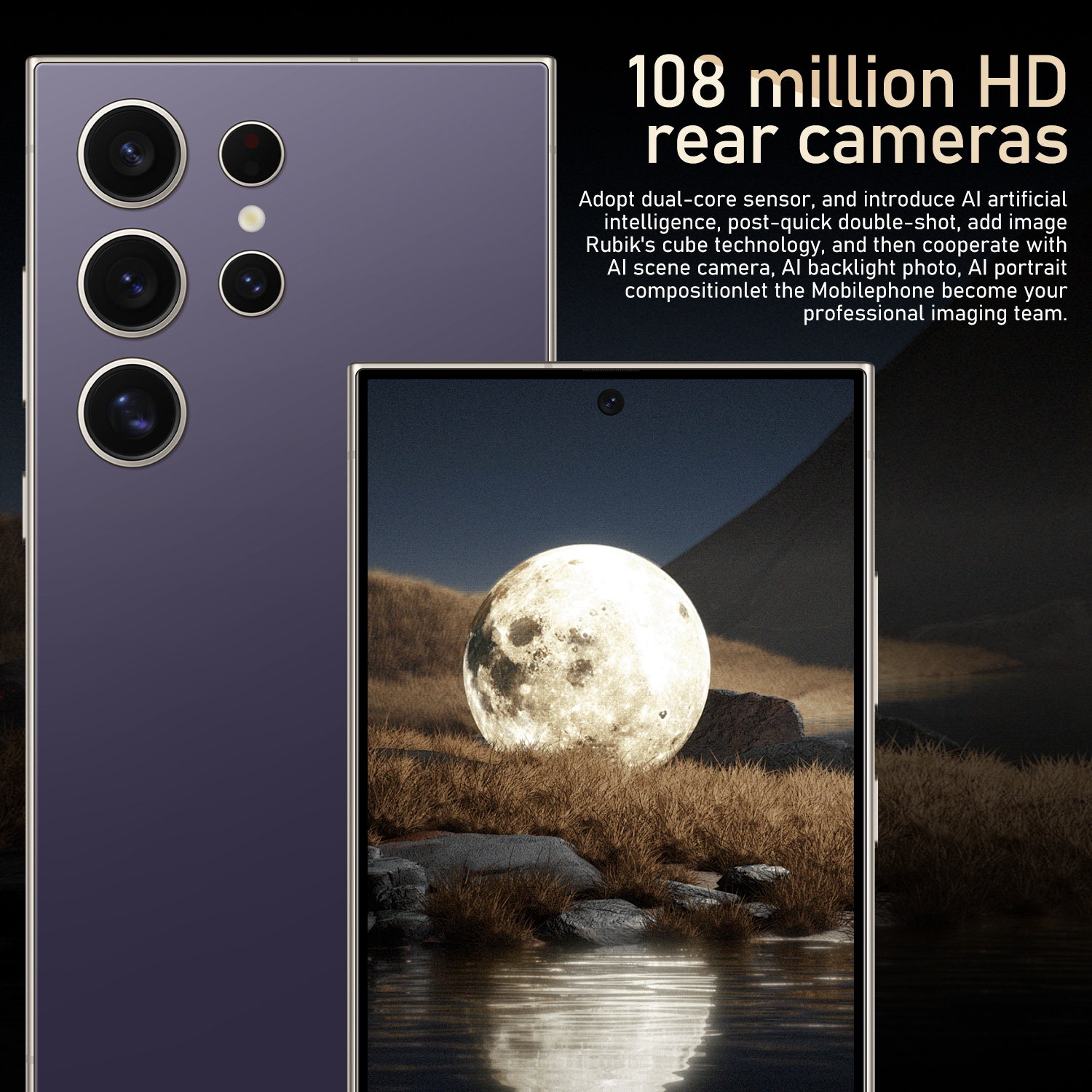 S24 Ultra Mobile Phone 7.3-inch HD Screen Android 13,Snapdragon 8 Gen 2 CPU,16GB+1TB Android Phone,72MP+108MP Camera, 8000mAh Battery, 5G Dual SIM Car