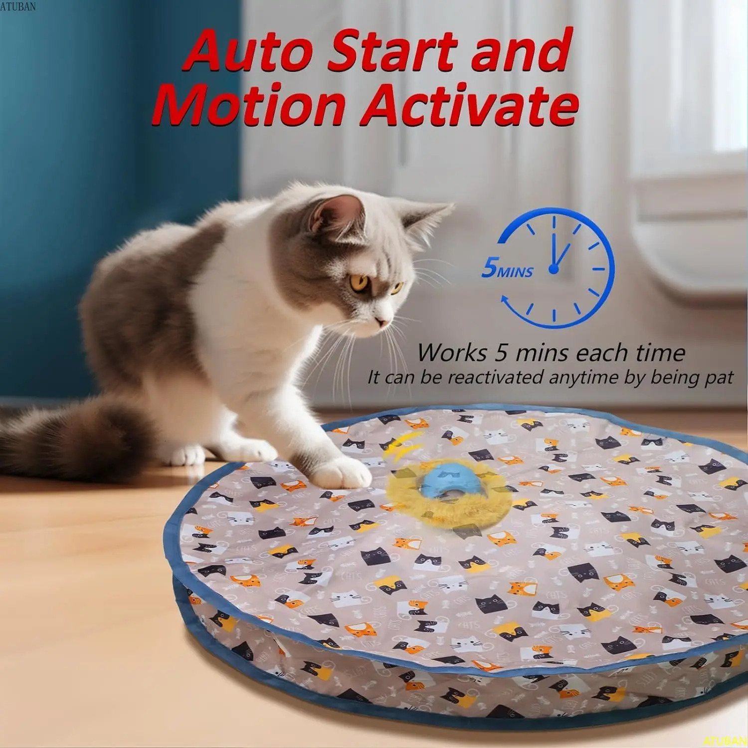 ATUBAN Electric Cat ToysHide and Seek Kitten ToyChirping Motion Activated Interactive Cat ToyCats Hiding Cover Exercise Toy 241125