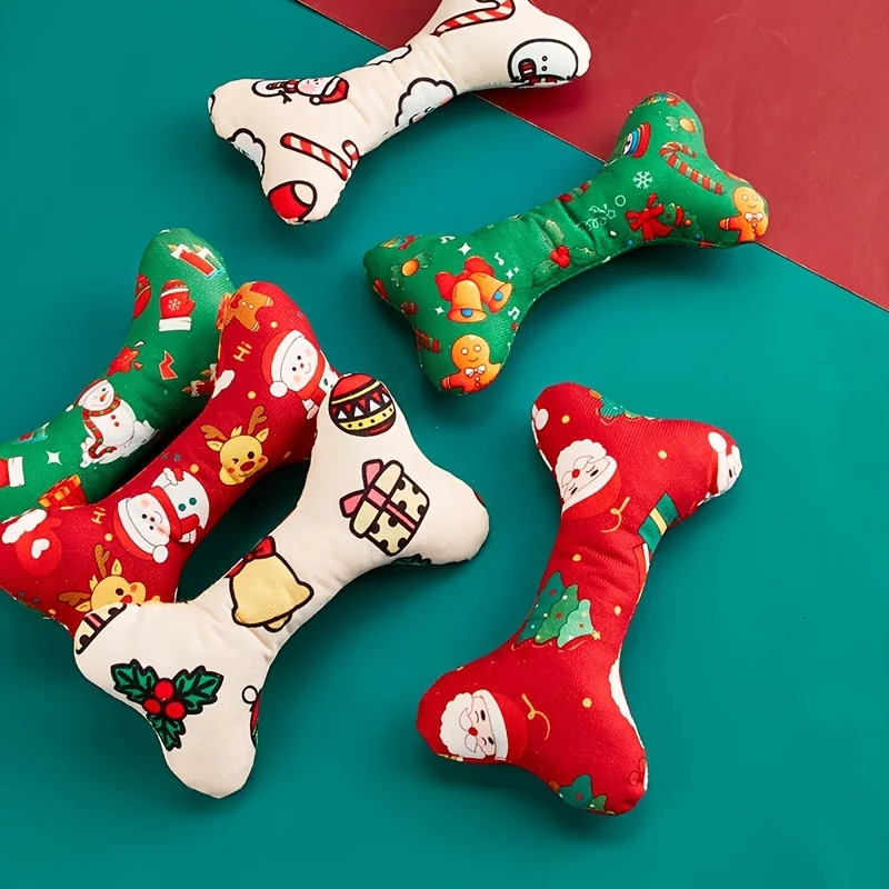 Durable Plush Bone-Shaped Dog Toy - Squeaky Chew-Resistant for All Breeds - Perfect for Christmas Birthday Parties 241125
