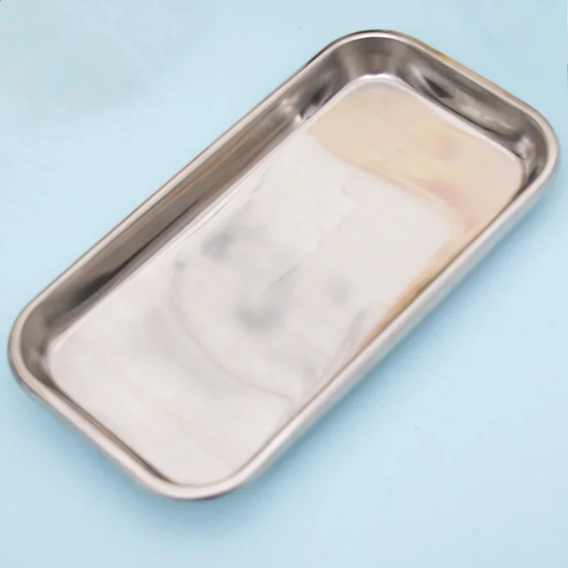 2024 1PC Stainless Steel Cosmetic Storage Tray Nail Art Equipment Plate Doctor Surgical Dental Tray False Nails Dish Toolsfor Doctor Surgical Tray