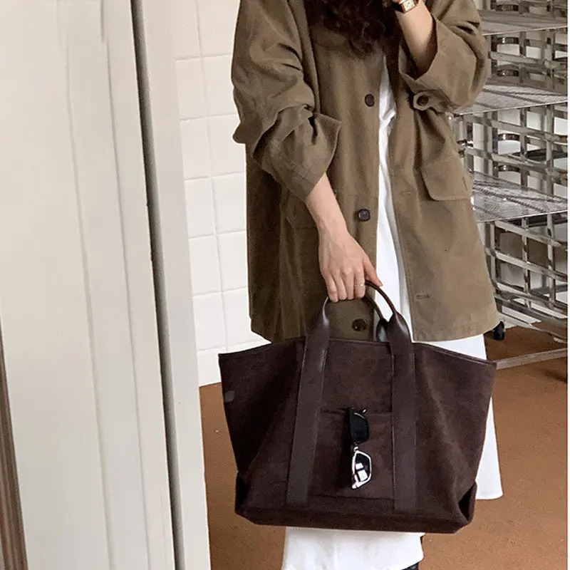 Suede Tote Bag For Women Vintage Designer Shoulder Bags Large Capacity Winter Handbag Commute Shopping Bolsos De Mujer