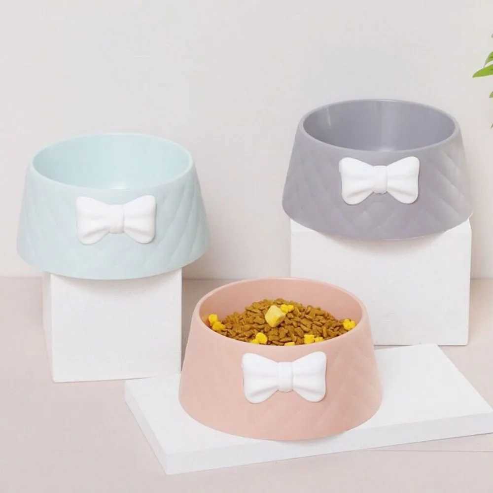 Pet Dog Food Bowls Lovely Bowknot Puppy Feeder Dish Bowl Diamond Pattern Bow Cat Bowl for Water Sweet Princess Pet Feeding BowlsXJ241125