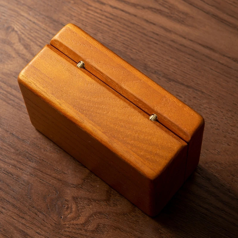 Oirlv Wooden Jewelry Box Storage Ring Earring Watch Solid Wood Couple Ring Box 2 Layer Wooden Jewelry Box Small Jewelry Boxes 240425