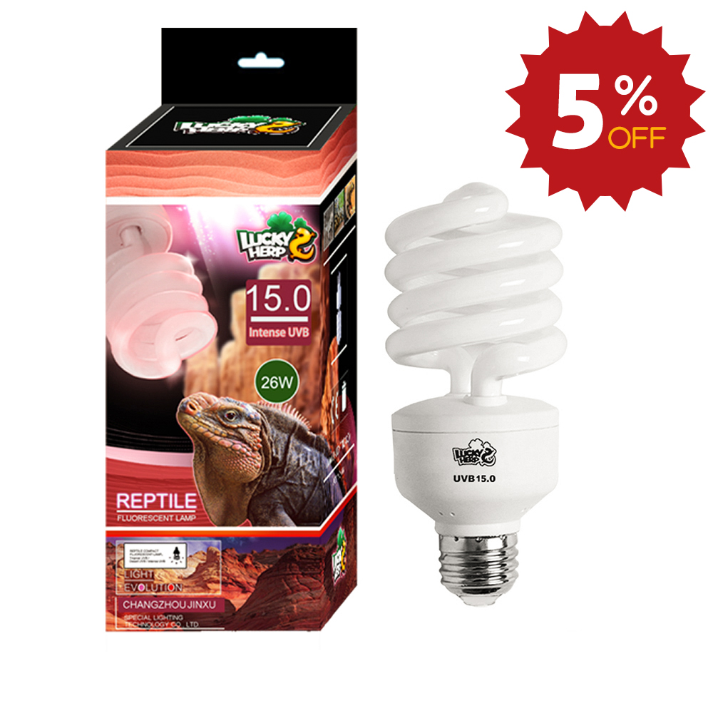 26w UVB15.0 compact fluorescent reptile lamp light bulb for tropical turtles and chameleons