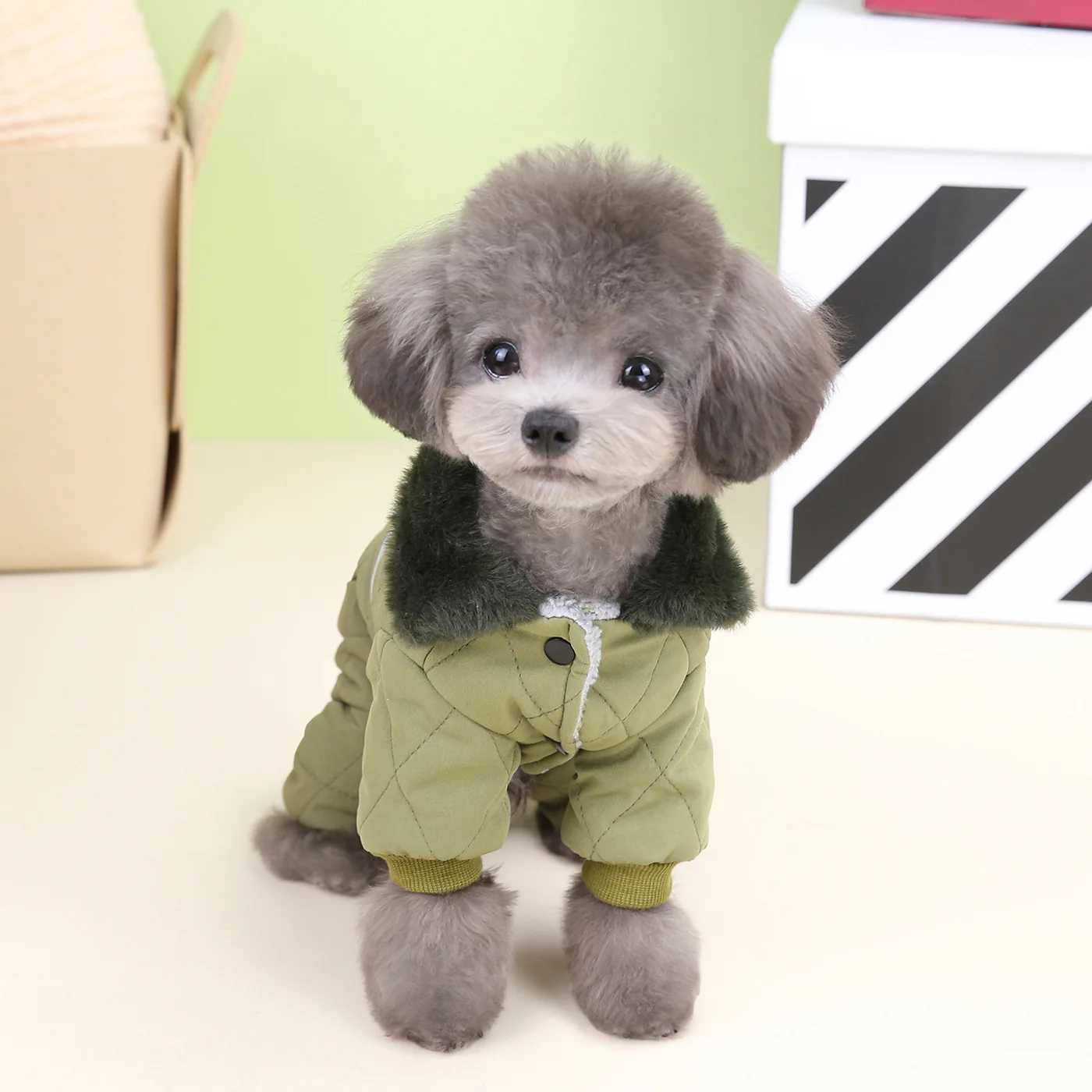 Winter Dog Clothes for Small Medium Dogs Cat Fleece Warm Fur Collar Jacket Coat Puppy Jumpsuits French Bulldog Chihuahua OutfitsXJ241125