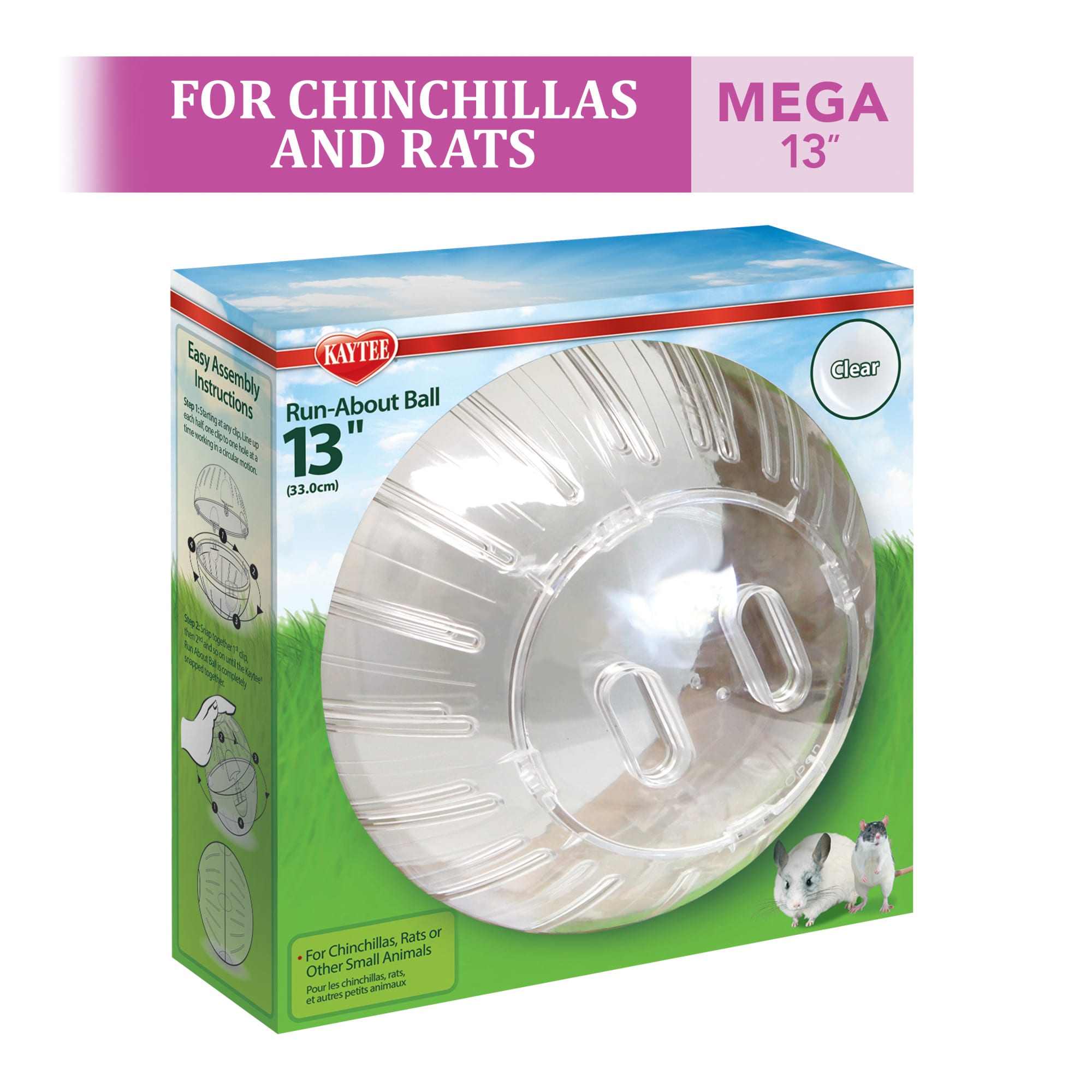 Kaytee Clear Mega Run-About Exercise Ball for Small Animals, 13"