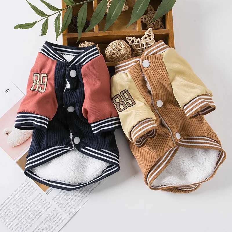 Pet Corduroy Trendy Baseball Clothes Dog Clothing Winter Teddy Warm Jacket Cute Teddy Bear Autumn Winter Clothing Puppy ClothesXJ241125