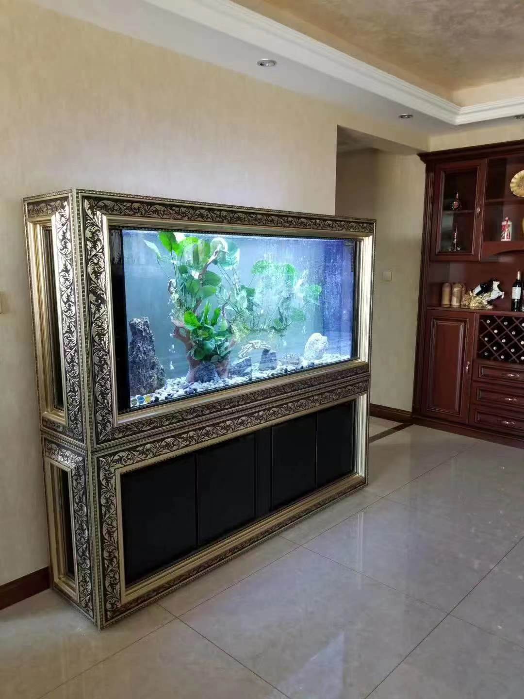 WOLIZE Vertical Door Chinese Dragon Moving Fish Transport Tank For Home Big Fish Tank