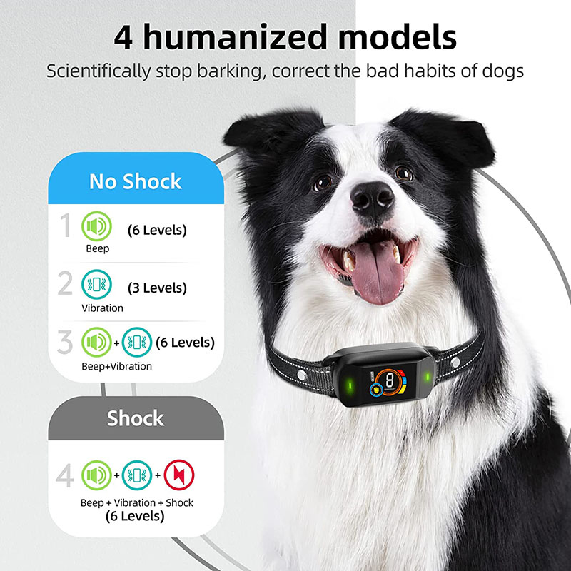 Smart Automatic Control Anti-bark Dog Bark E Collar USB Rechargeable Waterproof Led Stop Barking Dog Training Shock Collar