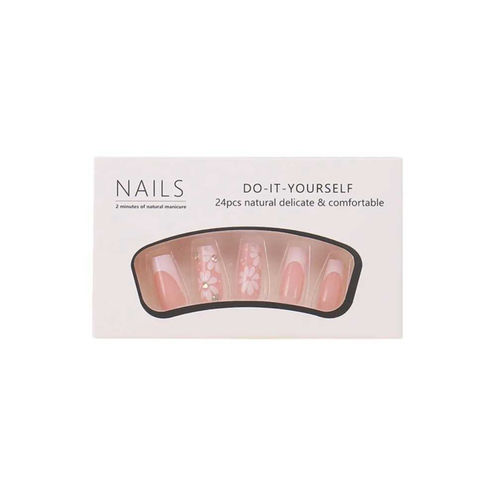 24pcs Fake Nail Square Head French Nail Press on Nail Waterproof Fake Finger Black Love Nail Stick Full Set Fake NailW241125