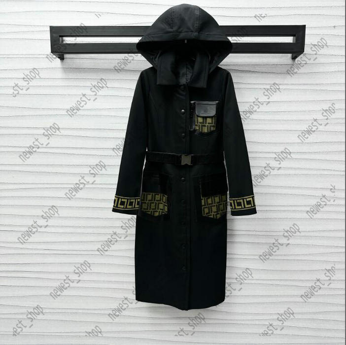 womens trench coats designer luxury Women Windbreaker jacquard weave jacket wind Coat Female Casual Patchwork leather Long Trenchs