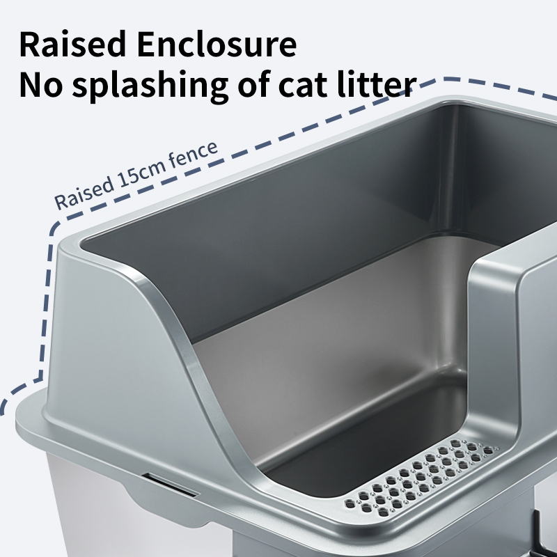 High-End Stainless Steel Cat Litter Box Splash-Proof Non-Stick Bottom Easy Clean Strong Durable Customizable Pet Supplies