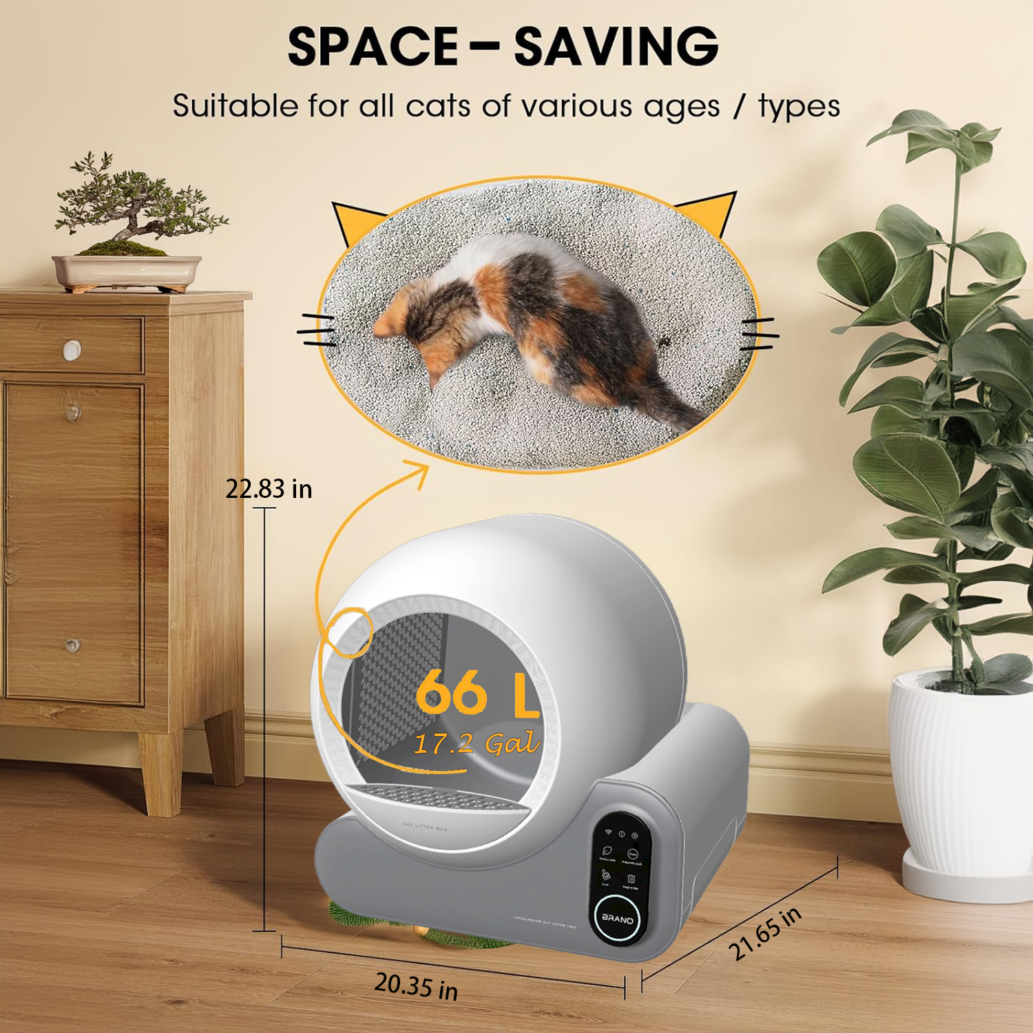 Self Cleaning Litter Box70L Large Capacity Smart Automatic Cat Litter Accessories Odorless Litter Box Self-Cleaning With App